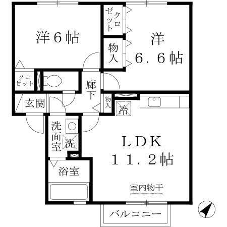 コンフォール・ヴィラ　Ａ棟（205） 間取り図画像