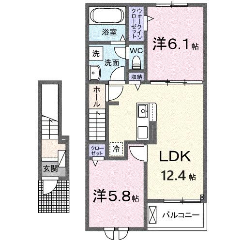 プロスペリテⅤ　Ｂ棟（203） 間取り図画像