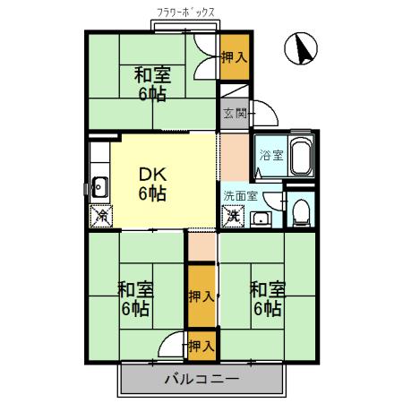 東山ハイツ　C棟（C101） 間取り図画像