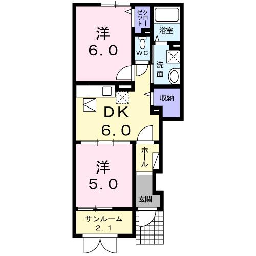 グラースグリーＢ（101） 間取り図画像