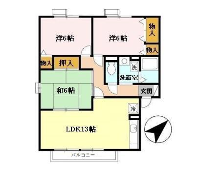 セジュール河原　B（B201） 間取り図画像