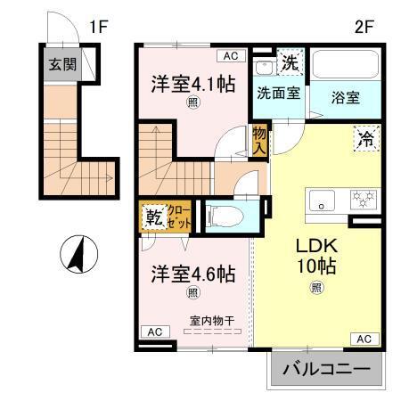 リアン平松　B棟（203） 間取り図画像