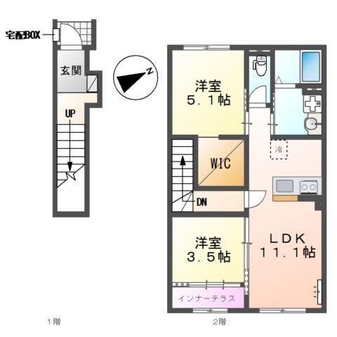 加古川市尾上町池田　アパート新築 間取り図画像