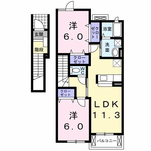 フラワーヒルズＢ（202） 間取り図画像