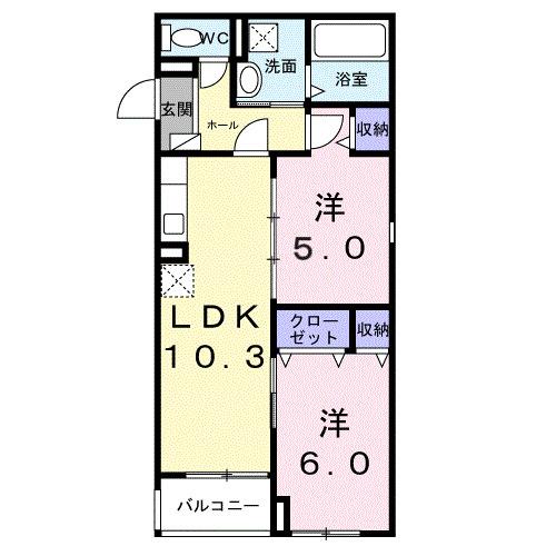 浜甲子園１丁目アパート（201） 間取り図画像