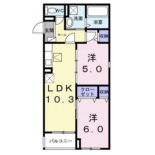 浜甲子園１丁目アパート（101） 間取り図画像