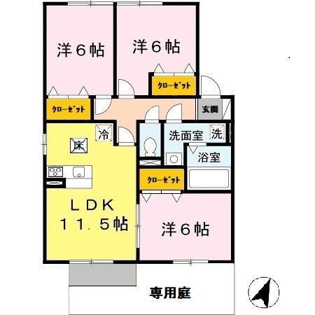 サニーホームズ　Ａ棟（102） 間取り図画像