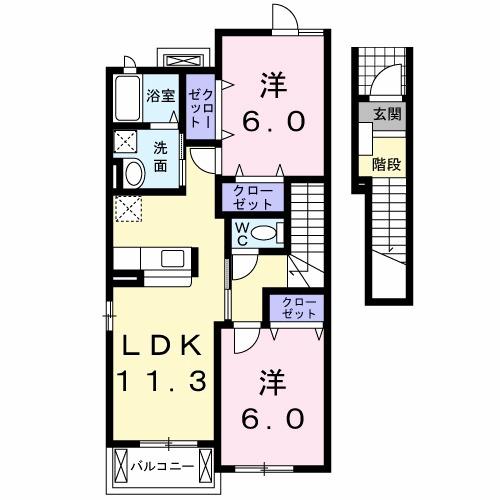 ベル　ファミーユⅠ　２番館（202） 間取り図画像