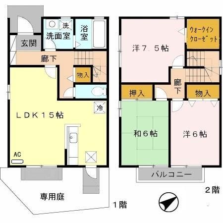 アルスクレストⅡ　2棟（106） 間取り図画像