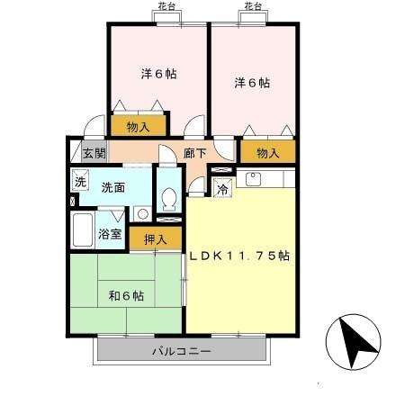 ２３番館　A（A203） 間取り図画像