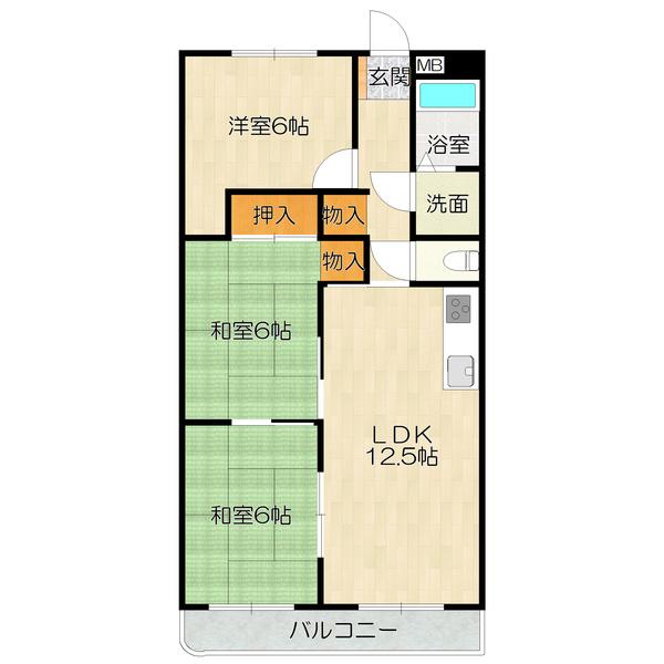 大阪市生野区巽東マンション 間取り図画像