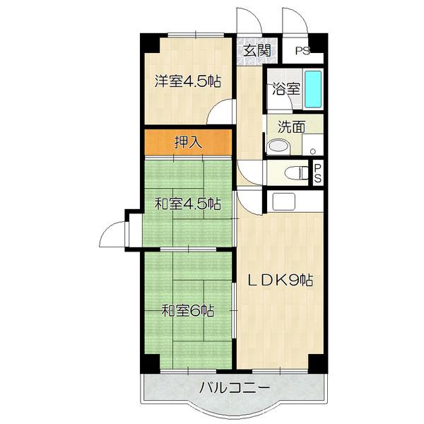 八尾市中田マンション 間取り図画像