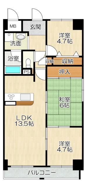 八尾市青山町マンション 間取り図画像