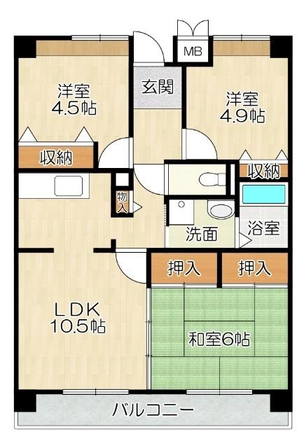 大阪市鶴見区焼野マンション 間取り図画像