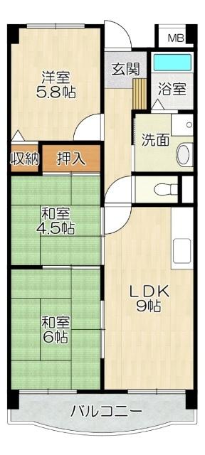 堺市堺区向陵中町マンション 間取り図画像