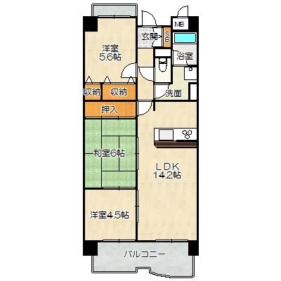 大阪市鶴見区鶴見マンション 間取り図画像