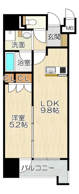 大阪市中央区南新町マンション 間取り図画像