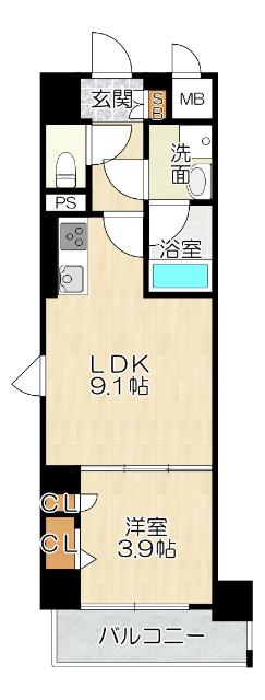 大阪市中央区上町マンション 間取り図画像