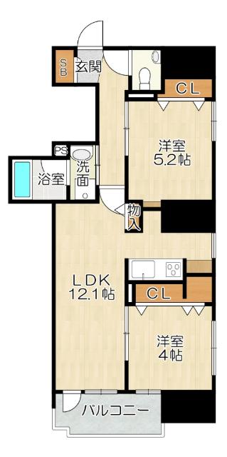 大阪市中央区本町マンション 間取り図画像