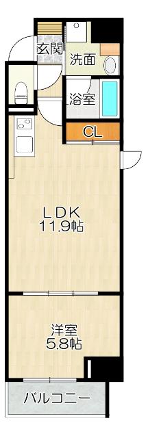 大阪市中央区東平マンション 間取り図画像