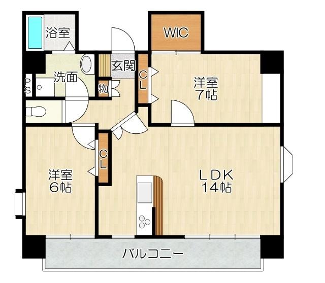 大阪市阿倍野区西田辺町マンション 間取り図画像