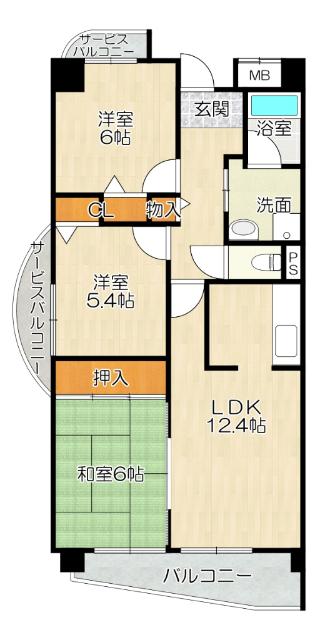 堺市北区長曽根町マンション 間取り図画像