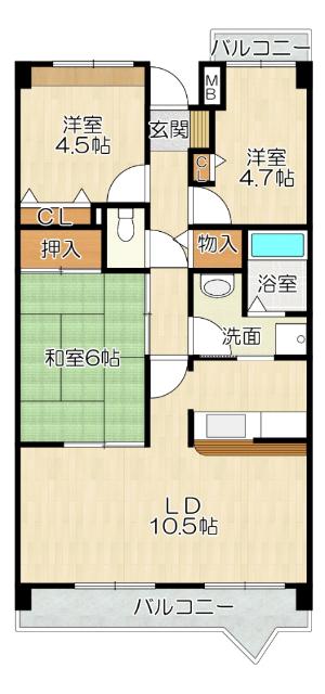 八尾市東山本町マンション 間取り図画像