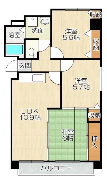 大阪市東住吉区矢田マンション 間取り図画像