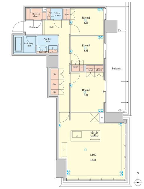 ＲＪＲ堺筋本町タワー（1010） 間取り図画像