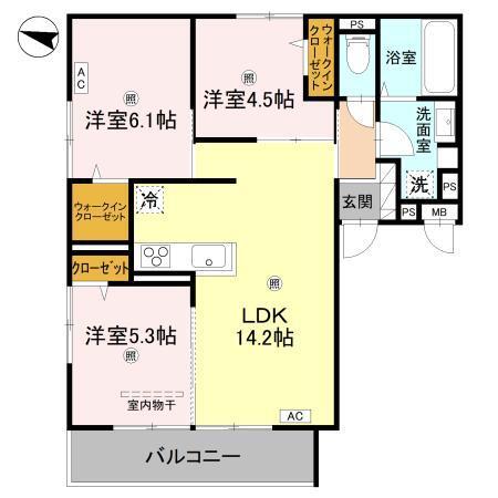 トリシアノーステラス（101） 間取り図画像