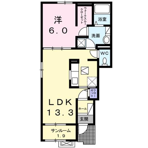 ソレイユ福岡　Ａ（101） 間取り図画像