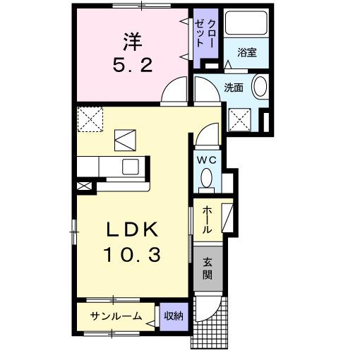 クロッシングⅡＡ（101） 間取り図画像