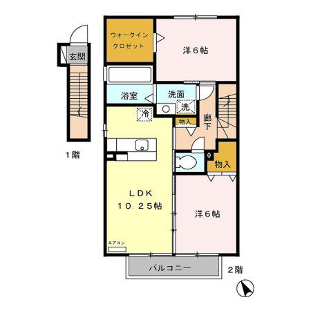 ローズコートＫ　Ａ（203） 間取り図画像