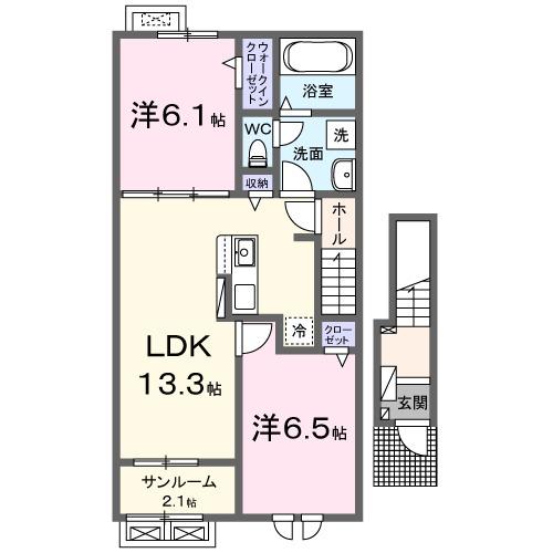 シャトー　ソレイユⅢ　Ｂ（202） 間取り図画像