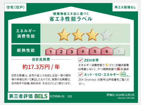 メゾンひよのⅡ（102） 省エネ性能表示ラベル