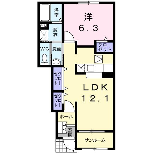 パインリーフ城東（102） 間取り図画像