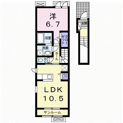 Ｈａｌｅ　Ａｌｏｈａ　Ｄ（203） 間取り図画像
