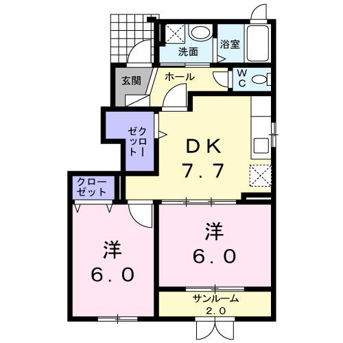ドゥ　シェ　モア　Ａ（101） 間取り図画像
