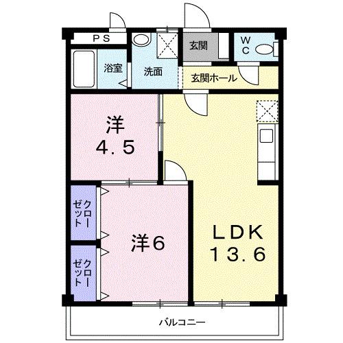 ニューシティＭ２（2B） 間取り図画像