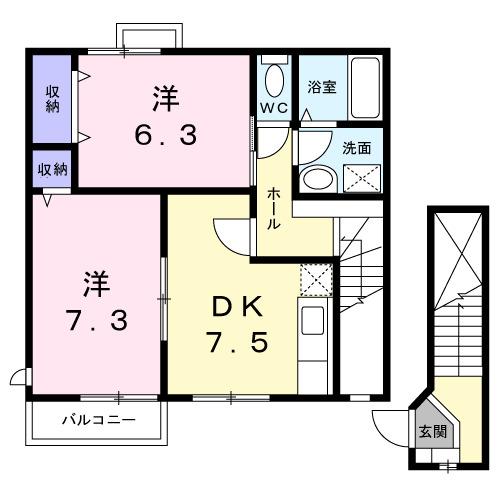 フォンテ−ヌⅡ（201） 間取り図画像