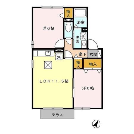 メゾン･アンソレイユ　Ⅰ/Ⅱ/Ⅲ/Ⅳ/Ⅴ（Ⅲ102） 間取り図画像