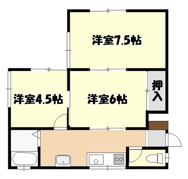上岡貸家（3） 間取り図画像