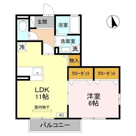 Ｒｏｓｅ Ｖｉｌｌａ(ﾛｰｽﾞｳﾞｨﾗ)　Ｄ（201） 間取り図画像