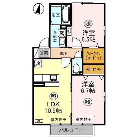 Ｒｏｓｅ Ｖｉｌｌａ(ﾛｰｽﾞｳﾞｨﾗ)　Ａ/Ｂ/Ｃ（C201） 間取り図画像