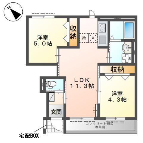 坂戸市大字石井　アパートⅢ期新築工事 間取り図画像