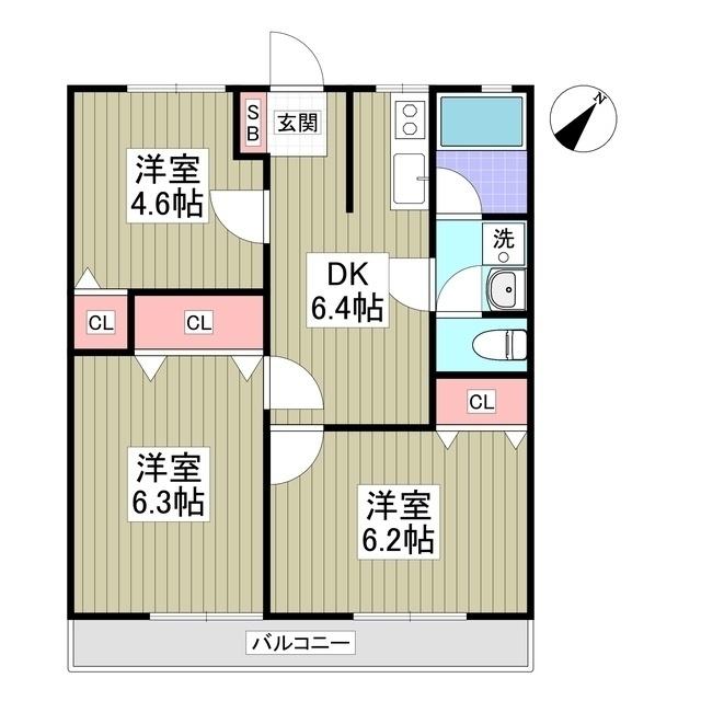 西門前パナハイツ（201） 間取り図画像