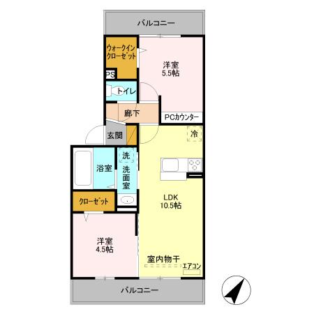 ラ・グラシューズ　Ｂ（203） 間取り図画像