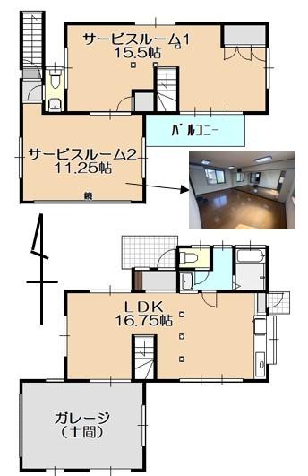 嵐山町志賀　ガレージ付中古戸建 間取り図画像