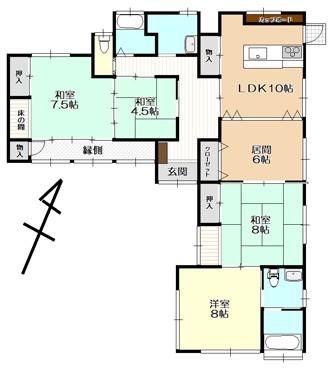 東松山市岡　中古平家建て 間取り図画像