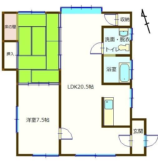 北吉田貸家 間取り図画像